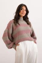 Blusa tricot listras largas