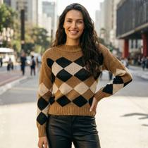 Blusa Tricot Manga Longa Detalhe Losango