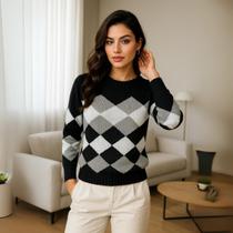 Blusa Tricot Manga Longa Detalhe Losango