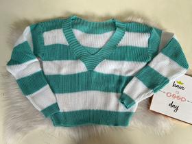 Blusa Tricot Manga Longa Gola V Listra