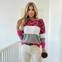 Blusa Tricot Manga Longa Onça