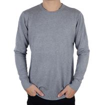 Blusa Tricot Masculina Delkor Sueter Plus Size Cinza - 59802 Blusa Tricot Masculina Delkor Sueter Plus Size Cinza - 59802