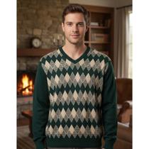 Blusa Tricot Masculina Losangos V - Giuliana Marques Tricot Blusa Tricot Masculina Losangos V - Giuliana Marques Tricot