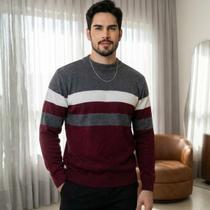 Blusa Tricot Masculino Manga Longa Listrada Inverno Frio Casual Elegante Moda Tricô Malha Quentinho Blusa Tricot Masculino Manga Longa Listrada Inverno Frio Casual Elegante Moda Tricô Malha Quentinho