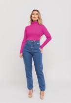 Blusa Tricot Modal Canelado Gola Rolê Pink Salvatore