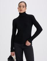 Blusa tricot modal gola alta preto Blusa tricot modal gola alta preto