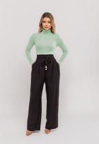 Blusa Tricot Modal Gola Rolê Tramas Verde Salvatore