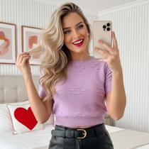 Blusa Tricot Modal Losango Manga Curta