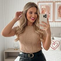 Blusa Tricot Modal Relevo Manga Curta