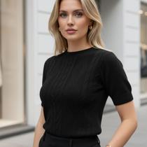 Blusa Tricot Modal Relevo Manga Curta