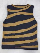 Blusa Tricot Modal Zebrada Animal Print Inverno 22