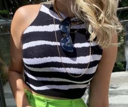 Blusa Tricot Modal Zebrada Animal Print Inverno 22