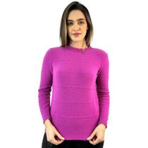 Blusa Tricot Nacional Lã Casual Manga Longa Feminina