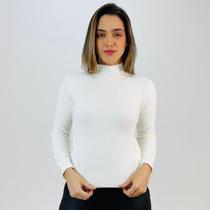 Blusa Tricot Nacional Lã Gola Alta Manga Longa Feminina