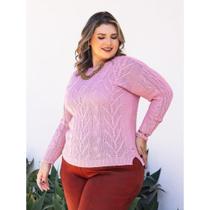 Blusa Tricot Plus Size Elegante Inverno Feminina Tricô Tam G Blusa Tricot Plus Size Elegante Inverno Feminina Tricô Tam G