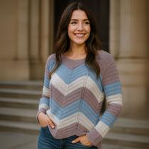 Blusa Tricot Zig Zag Manga Longa