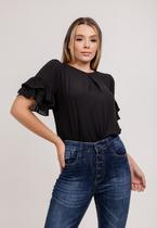 Blusa Trimix com Prega Frontal e Babados