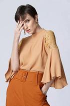 Blusa Trimix Guip Mangas Detalhes Tamanho P