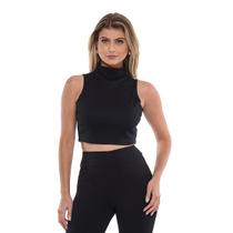 Blusa tshirt top cropped canelado sem mangas - SALUT