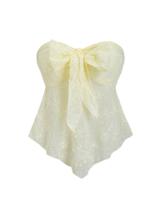 Blusa tubular feminina SOLY HUX, gravata borboleta frontal, amarela Blusa tubular feminina SOLY HUX, gravata borboleta frontal, amarela