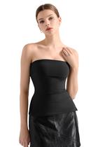 Blusa tubular feminina SUUKSESS com forro duplo, lado dividido, preta