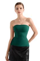 Blusa tubular feminina SUUKSESS com forro duplo, lado dividido, verde escuro