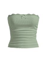 Blusa tubular SOLY HUX com acabamento em renda franzida para mulher verde menta Blusa tubular SOLY HUX com acabamento em renda franzida para mulher verde menta