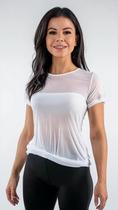 Blusa Tule Feminina Academia Blusinha Verão Moda Fitness Transparente