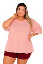 Blusa Tule Feminina Fitness Academia PLus Size Rose