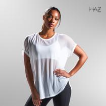 Blusa Tule Feminino Academia Fitness Transparente Longa Verão
