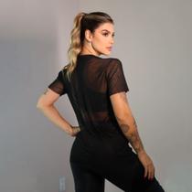 Blusa Tule Transparente Fitness Feminina com Manga Academia Conforto Verão Blusa Tule Transparente Fitness Feminina com Manga Academia Conforto Verão