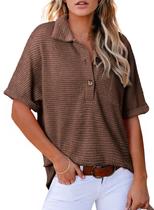 Blusa túnica Astylish Ladies Summer Waffle Knit Coffee XL