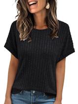 Blusa túnica AUTOMET 2025 feminina de manga curta preta de verão M Blusa túnica AUTOMET 2025 feminina de manga curta preta de verão M