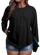 Blusa túnica feminina Eytino plus size de manga comprida 5X preta Blusa túnica feminina Eytino plus size de manga comprida 5X preta
