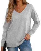 Blusa túnica feminina GRECERELLE, com decote em V, cinza, tamanho M Blusa túnica feminina GRECERELLE, com decote em V, cinza, tamanho M