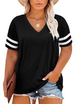 Blusa túnica feminina Happy Sailed Plus Size listrada preta Blusa túnica feminina Happy Sailed Plus Size listrada preta