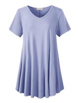 Blusa túnica feminina LARACE plus size com decote em V azul jeans Blusa túnica feminina LARACE plus size com decote em V azul jeans
