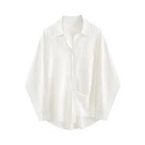 Blusa Túnica Feminina Oversize Branca De Manga Longa Com Botões, Estilo Minimalista Chique E Solto Blusa Túnica Feminina Oversize Branca De Manga Longa Com Botões, Estilo Minimalista Chique E Solto