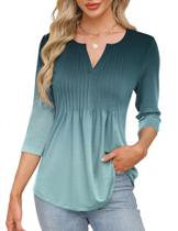 Blusa túnica FreshNight LUYAA manga 3/4 com decote em V feminina M preta floral