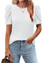 Blusa túnica Zeagoo feminina de manga curta, casual para negócios, branca Blusa túnica Zeagoo feminina de manga curta, casual para negócios, branca