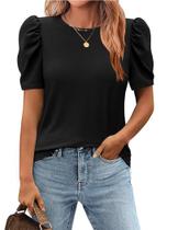 Blusa túnica Zeagoo feminina de manga curta preta Summer S Blusa túnica Zeagoo feminina de manga curta preta Summer S