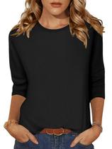 Blusa túnica Zeagoo, manga 3/4, casual, folgada, preta Blusa túnica Zeagoo, manga 3/4, casual, folgada, preta