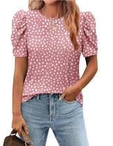 Blusa túnica Zeagoo Summer, gola redonda, manga curta, bolinhas Blusa túnica Zeagoo Summer, gola redonda, manga curta, bolinhas