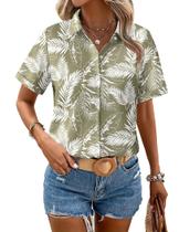Blusa túnica Zeagoo Tropic Print para mulheres e blusa de manga curta Blusa túnica Zeagoo Tropic Print para mulheres e blusa de manga curta