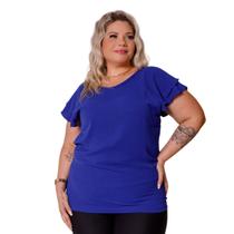 Blusa Up Manga Curta Com Babado Verão Plus Size, Linda, Perfeita,Estilosa e Barata