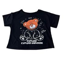 Blusa Urso Ursinho Cropped Camiseta Baby Look Feminina Blusinha Sf666