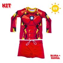 Blusa UV Homem de Ferro + Sunga Box: Proteção e Estilo em um Só Kit