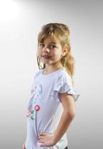 Blusa Verão Infantil Feminina Cia da Malha Unicórnio Frufru