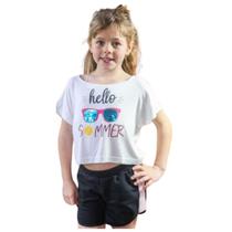 Blusa Verão Infantil Feminina Curta Paetê