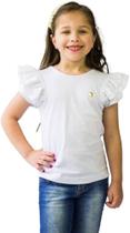 Blusa Verão Infantil Feminina M Branca Pregas